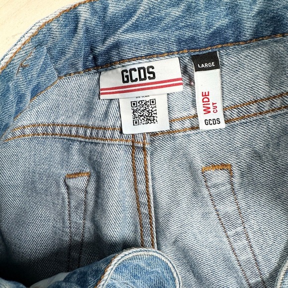 GCDS Jeans Wide Cut Made in Italy Size Large 34 Waist 100% Cotton - Picture 6 of 9